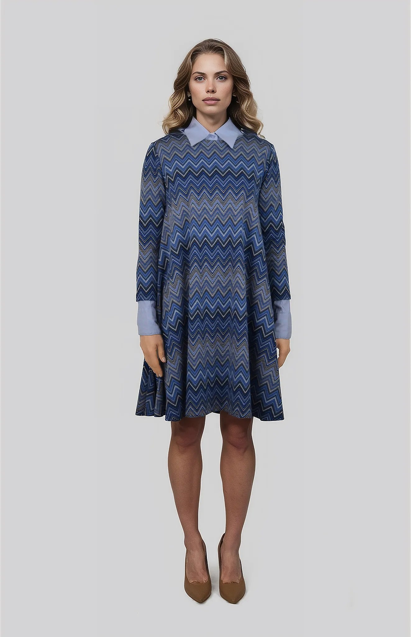 Feinstrick Kleid | Zickzackmuster