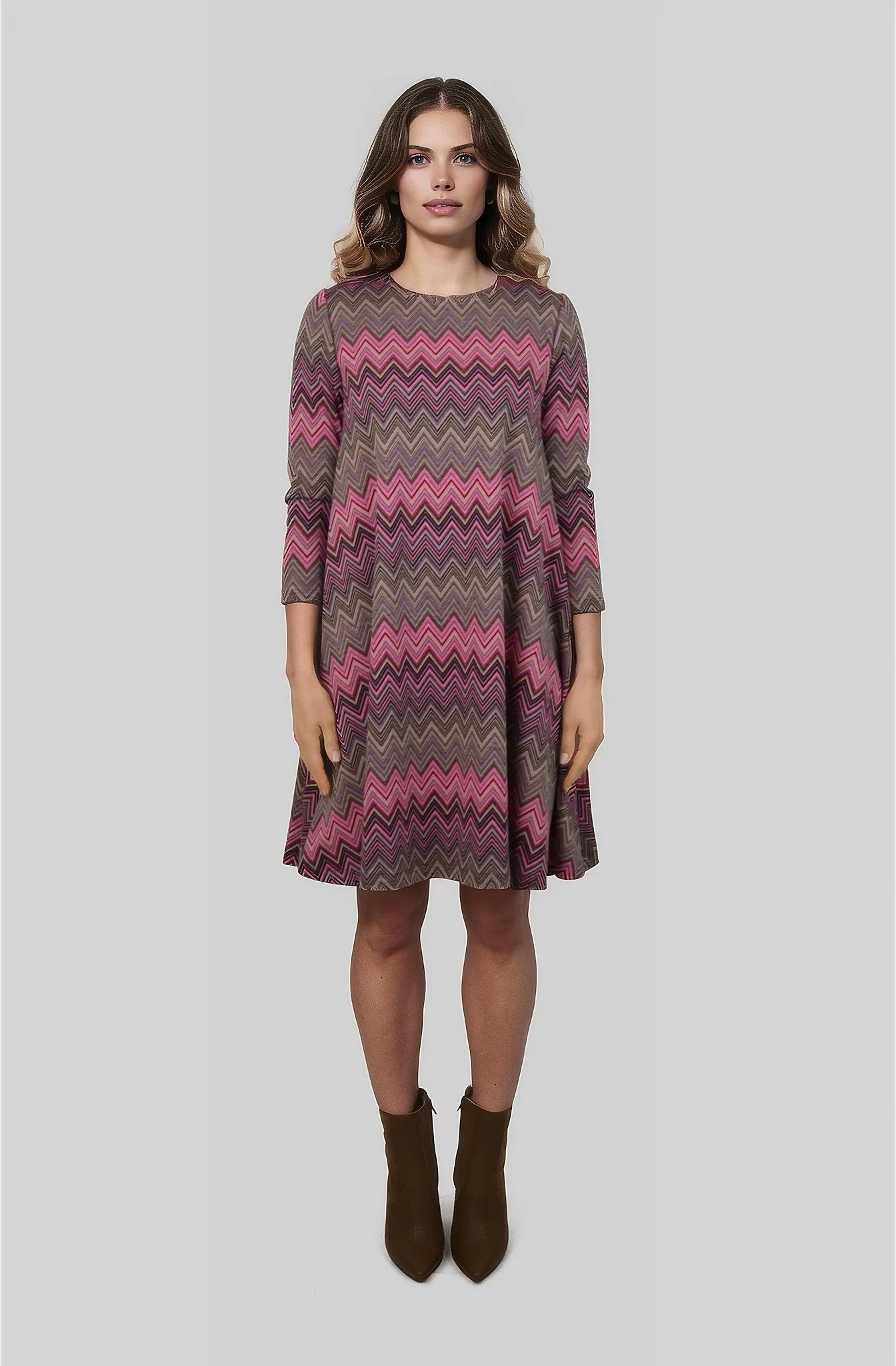 Feinstrick Kleid | Zickzackmuster