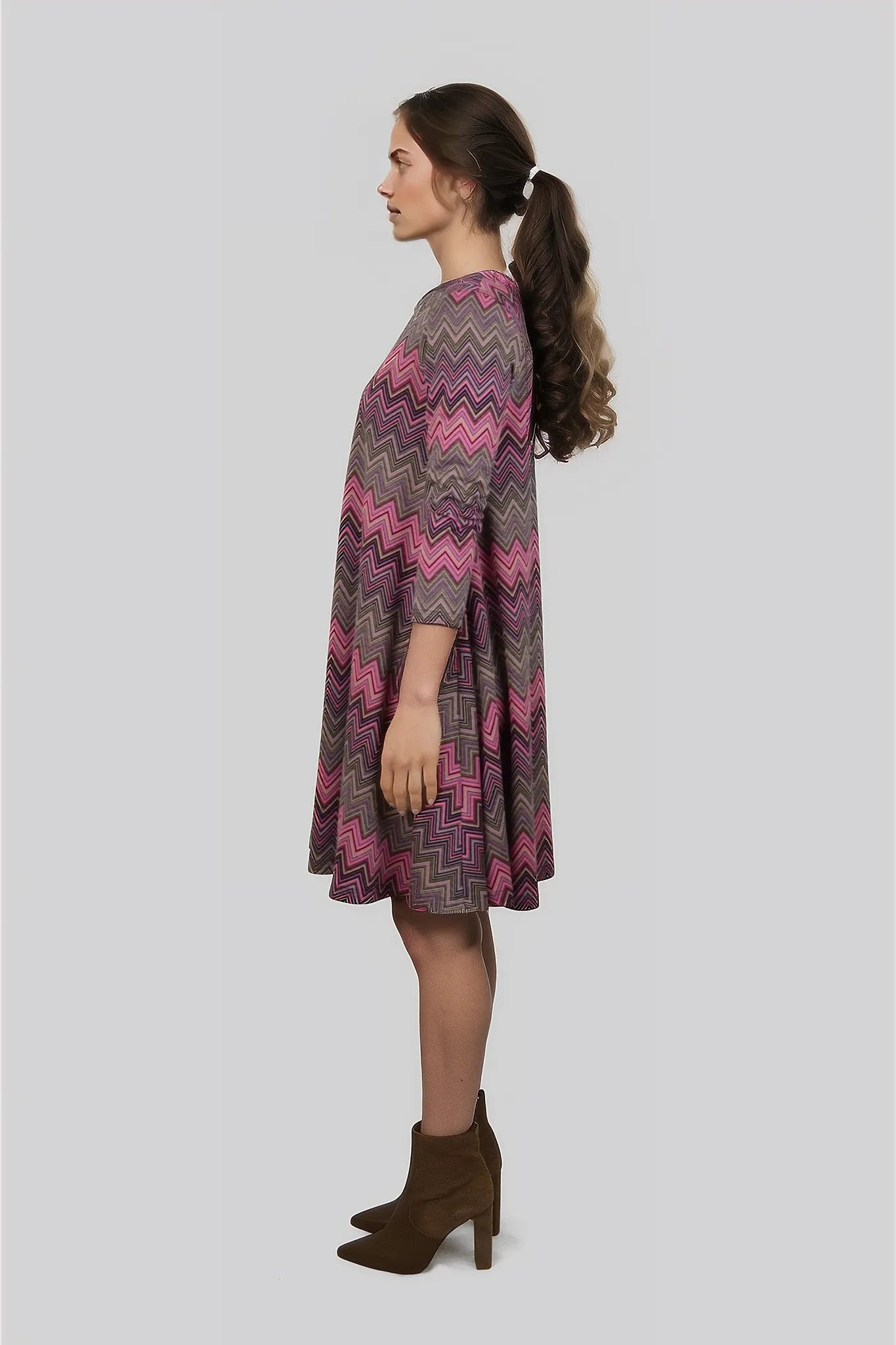 Feinstrick Kleid | Zickzackmuster
