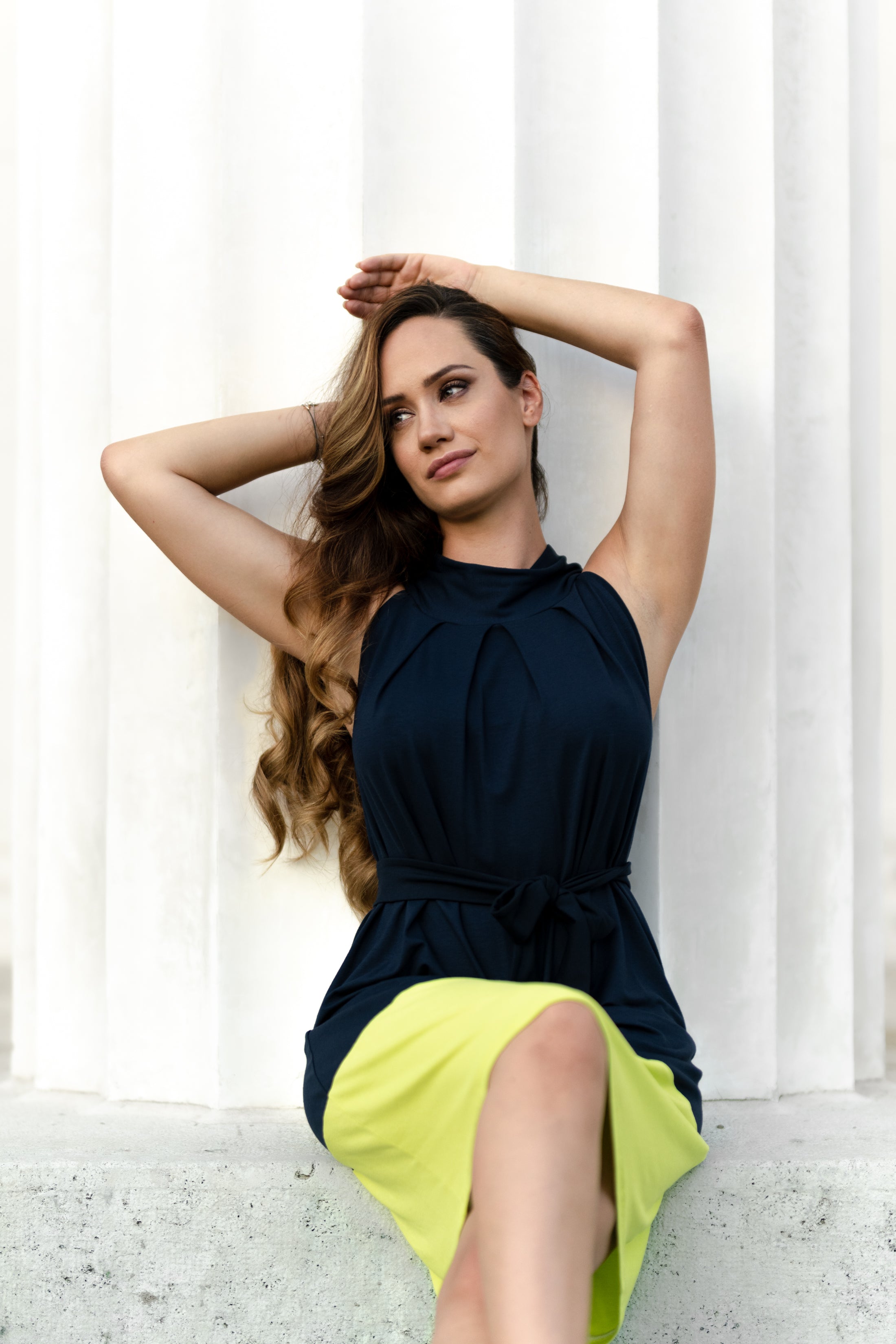 Jersey Kleid Colourblock-dark | Viskose