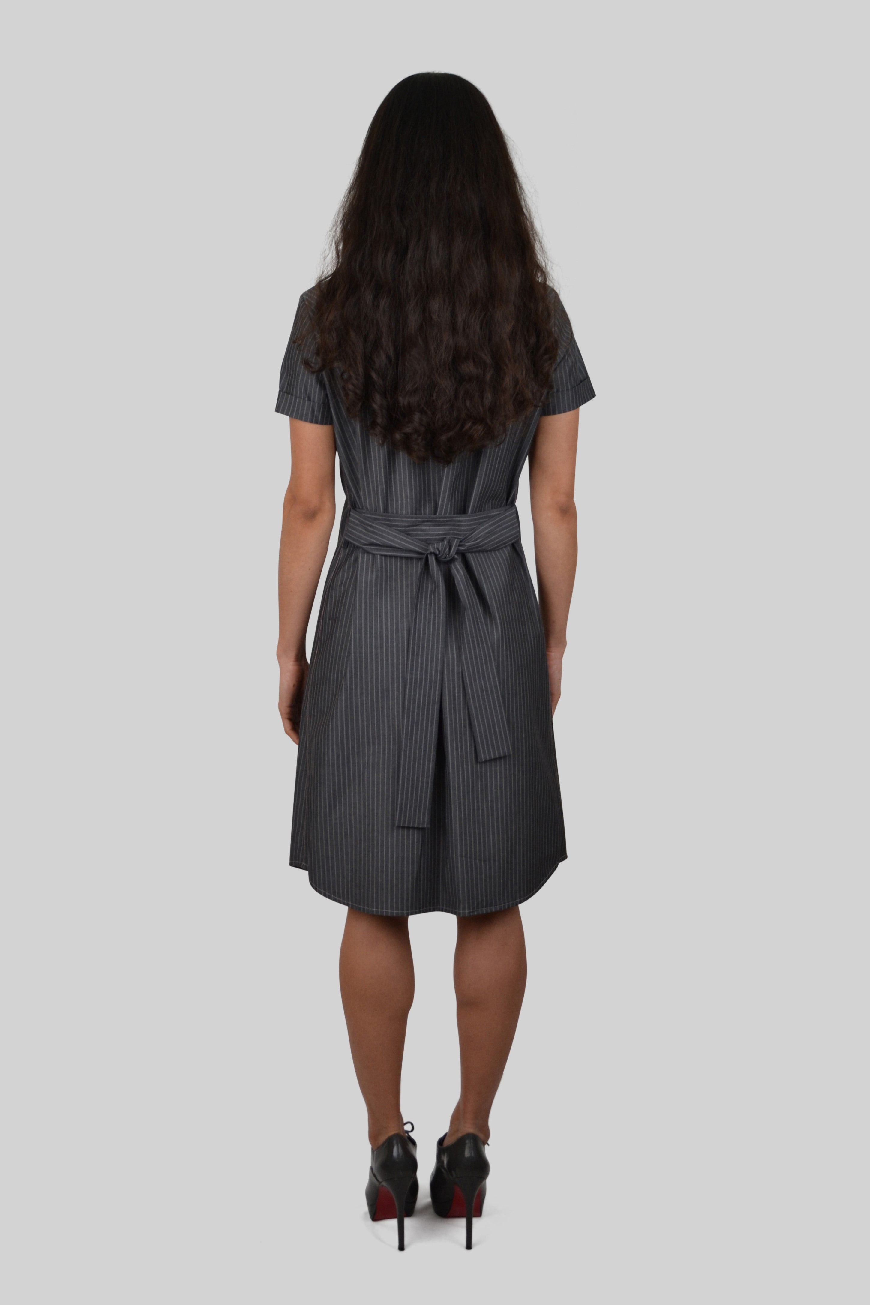 Hemdkleid mit Knopfleiste | Nadelstreif