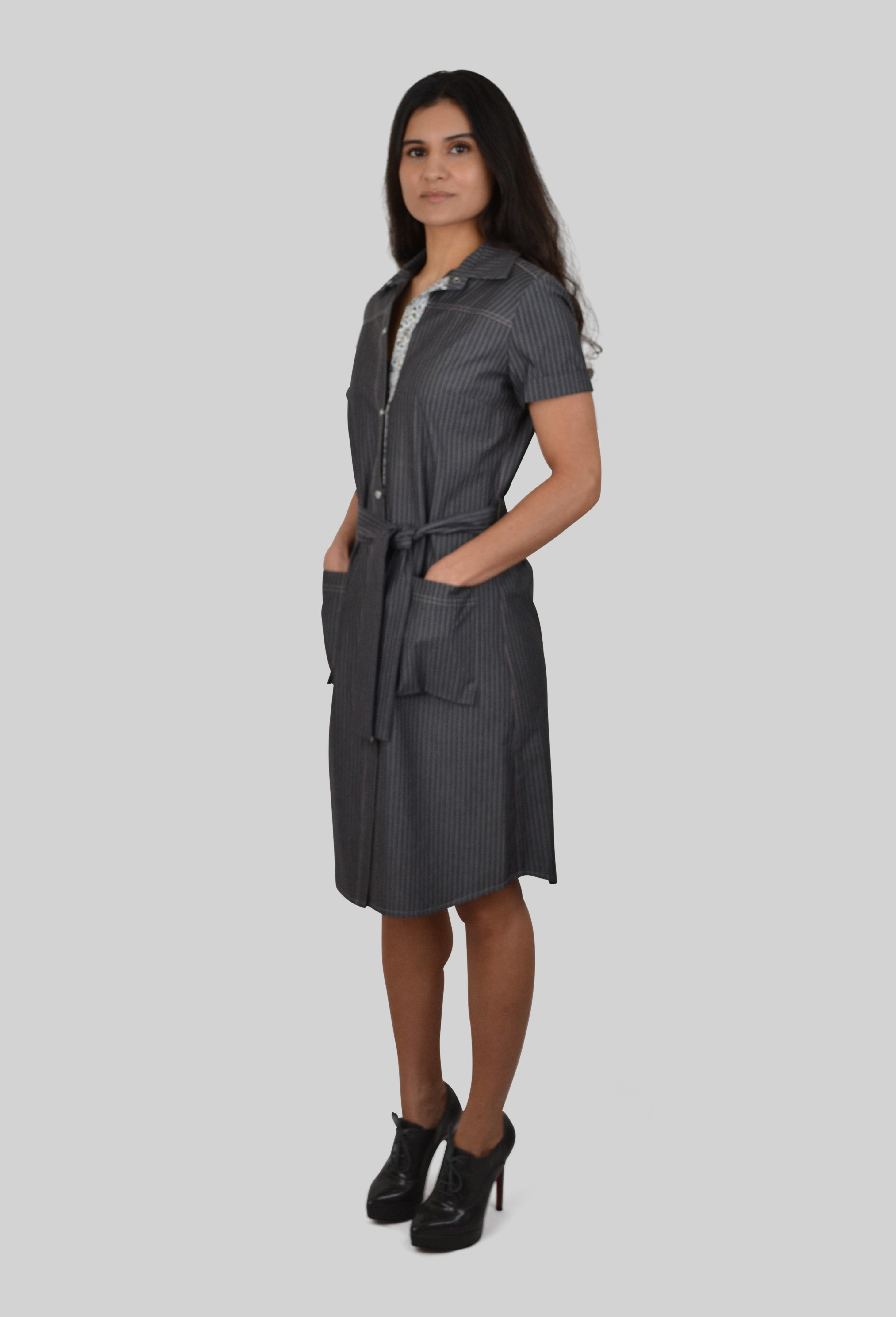 Hemdkleid mit Knopfleiste | Nadelstreif