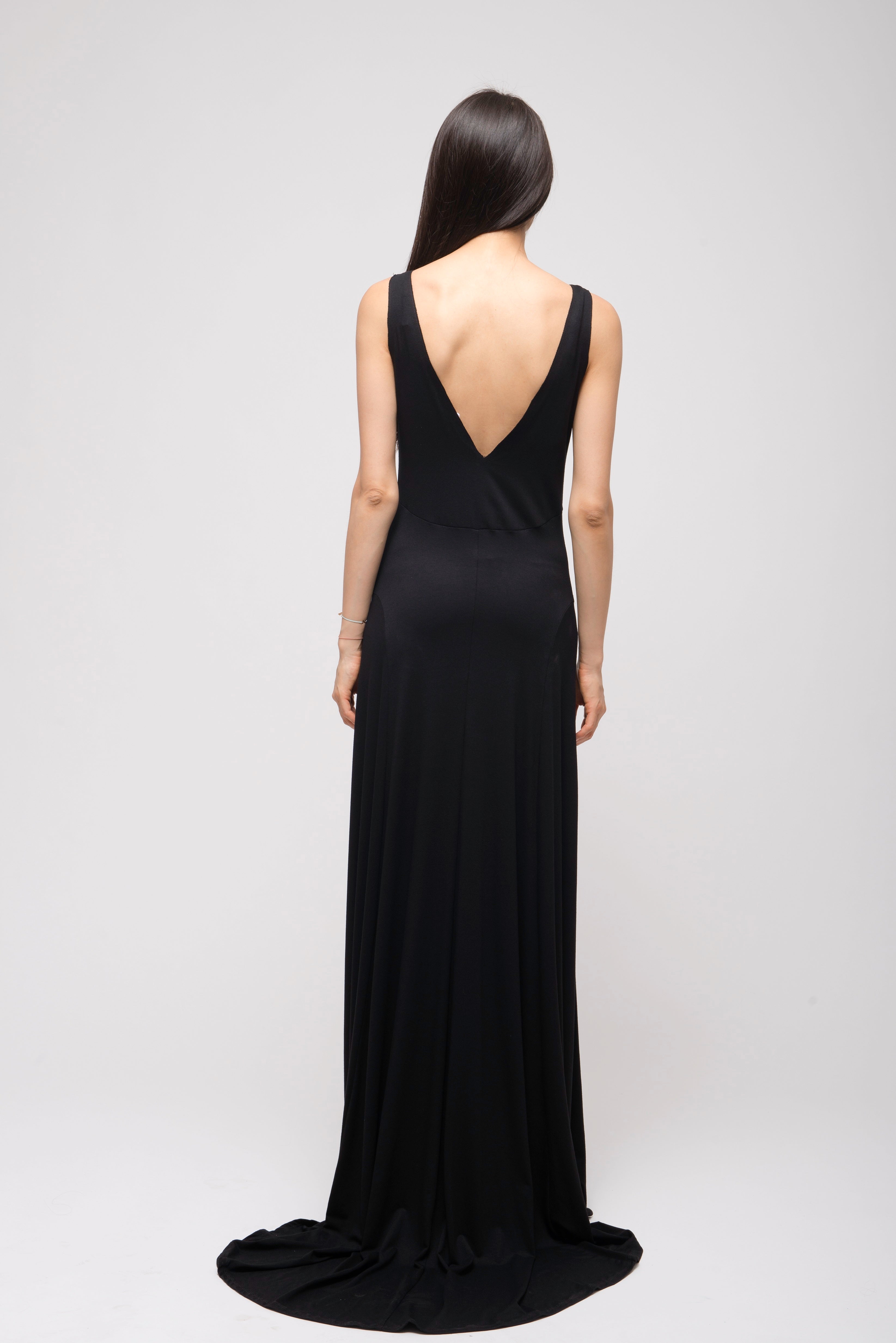 Abendkleid Wasserfall mit Schleppe |Wunschfarbe