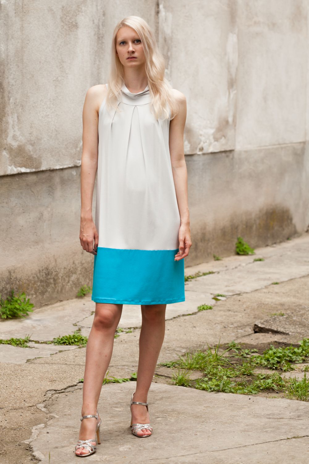 Jersey Kleid Colourblock-light | Viskose