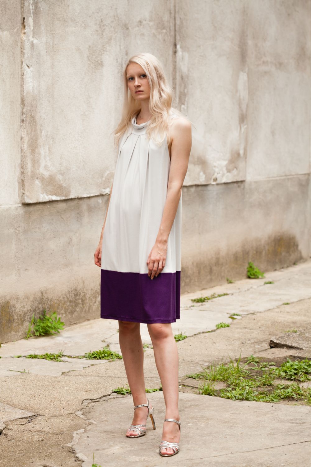 Jersey Kleid Colourblock-light | Viskose