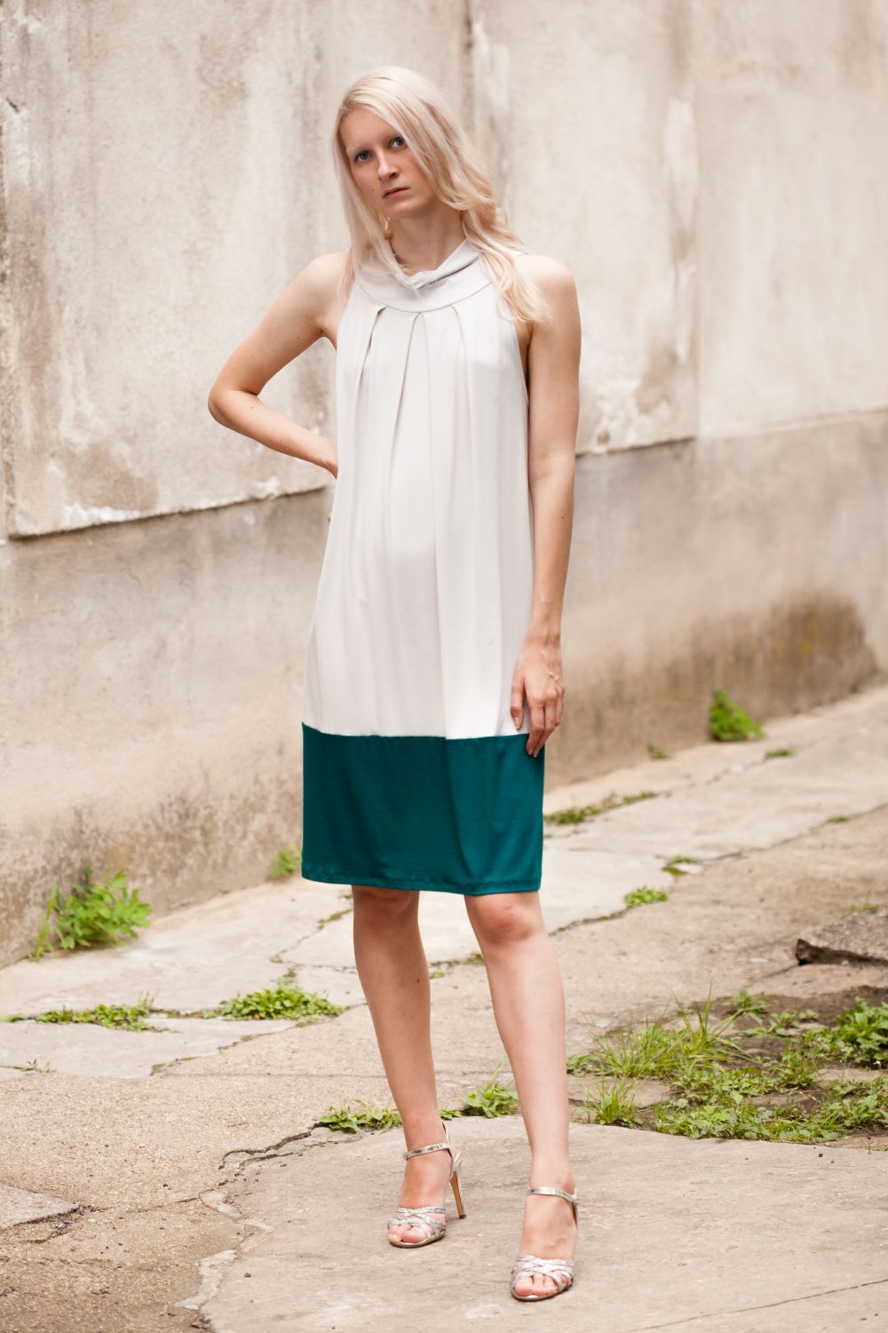 Jersey Kleid Colourblock-light | Viskose