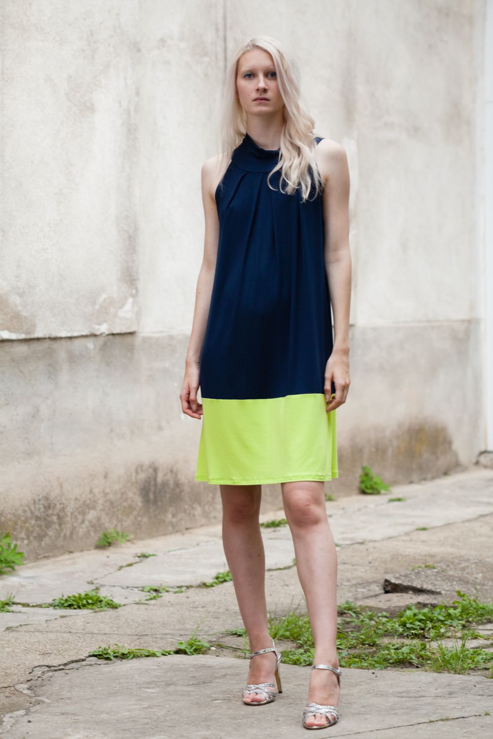 Jersey Kleid Colourblock-dark | Viskose