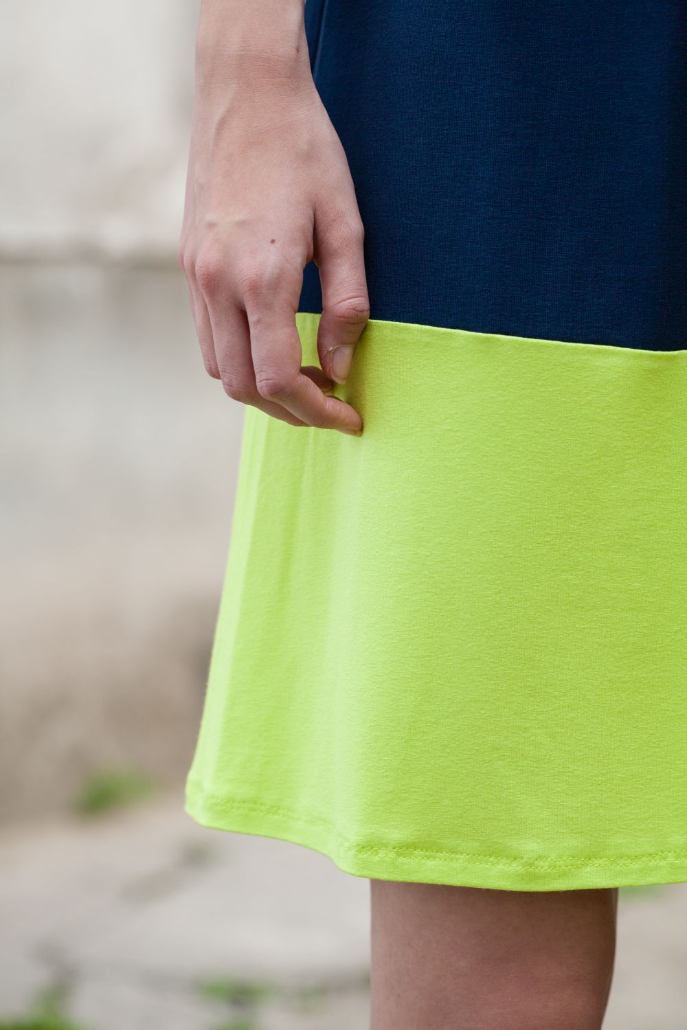 Jersey Kleid Colourblock-dark | Viskose