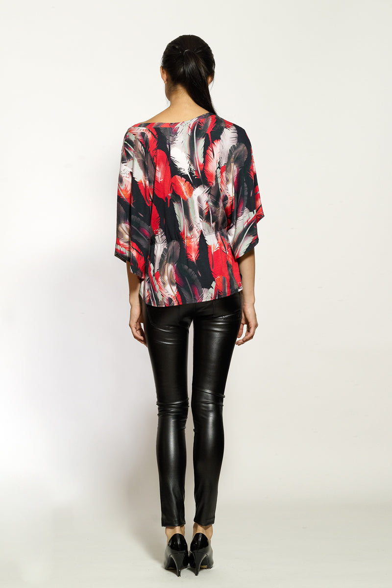 Tunika Shirt mit Federnprint | Viskose