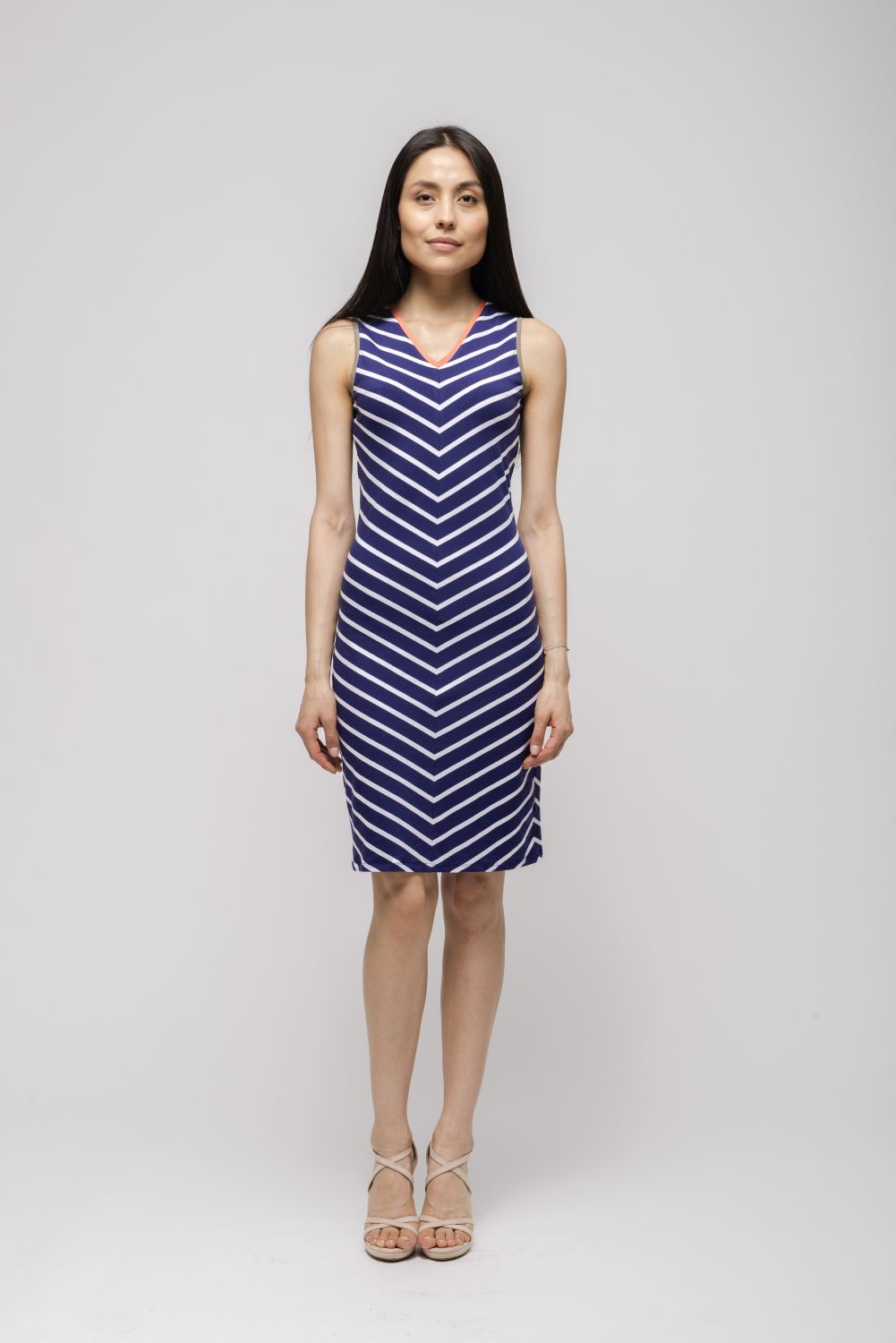 Jersey Kleid Marine | V-Ausschnitt