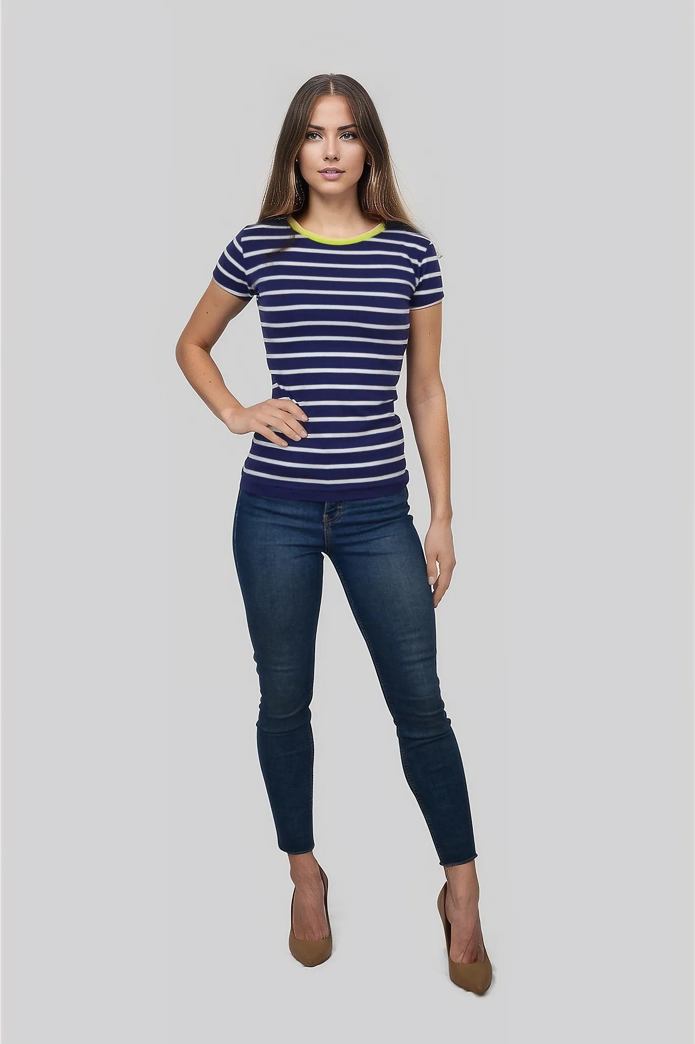 Jersey Shirt Marine | Querstreifen