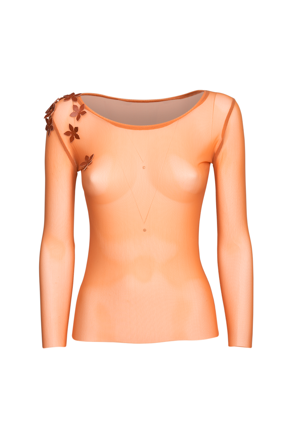 Netzshirt mit Blumendetail | Transparent