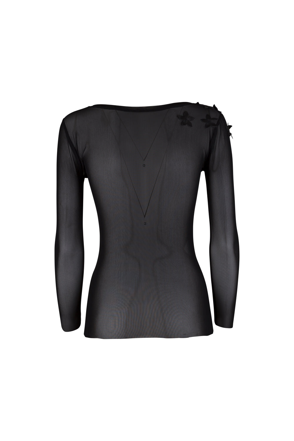 Netzshirt mit Blumendetail | Transparent