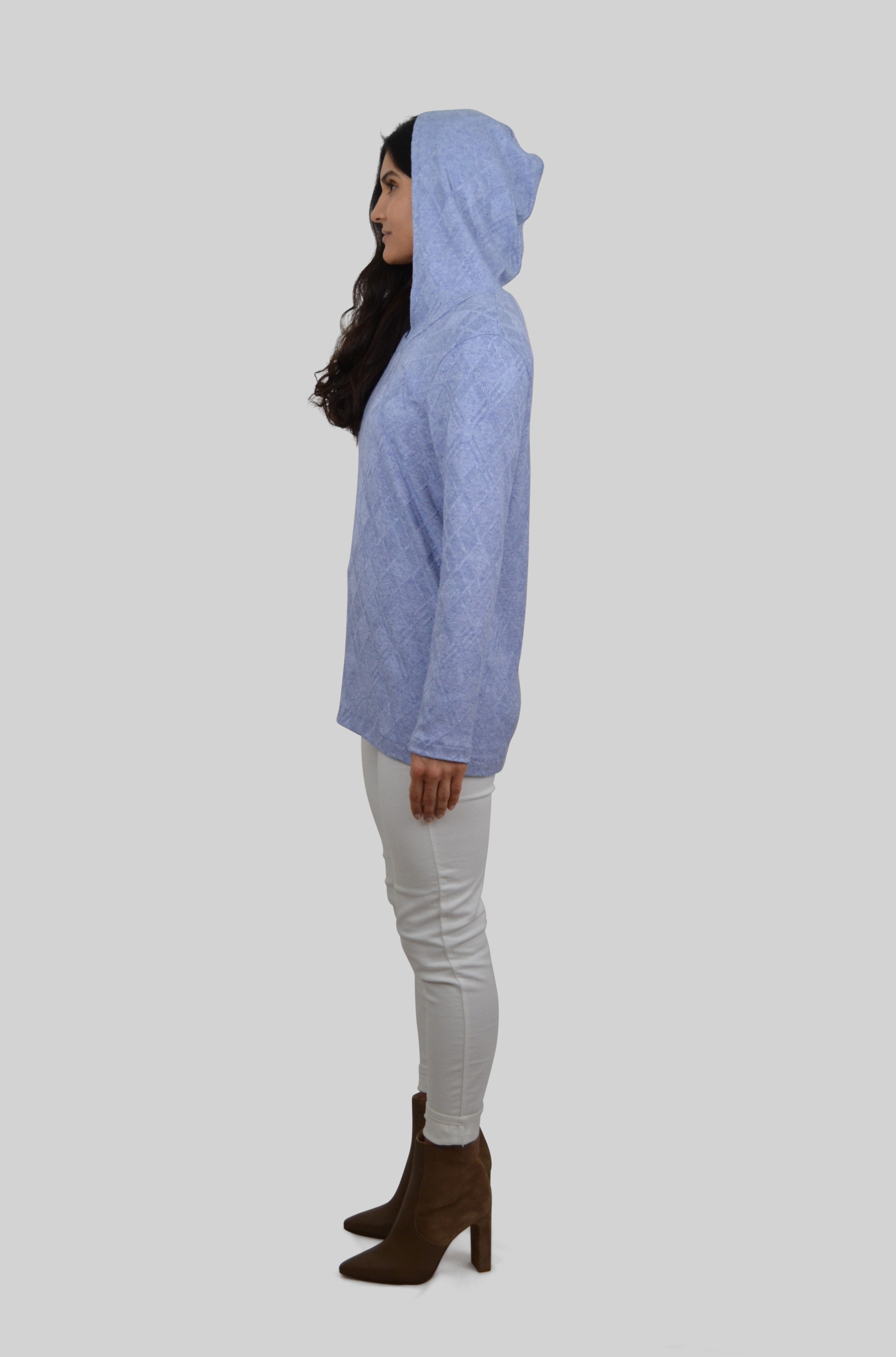 Feinstrick Hoodie mit Kapuze | Meliert