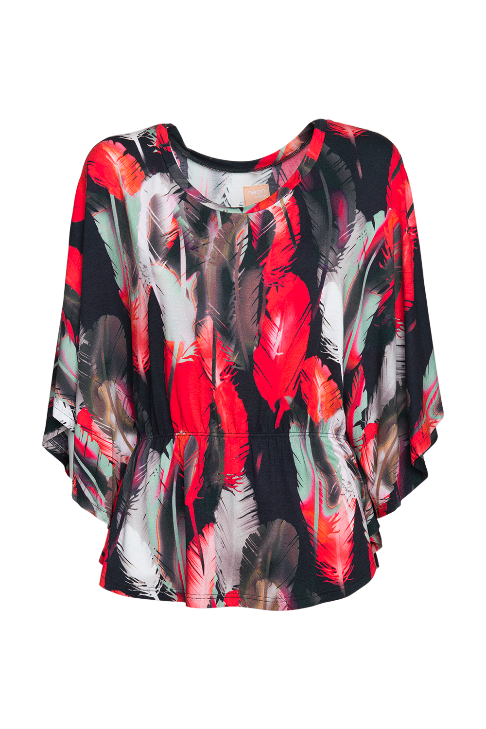 Tunika Shirt mit Federnprint | Viskose
