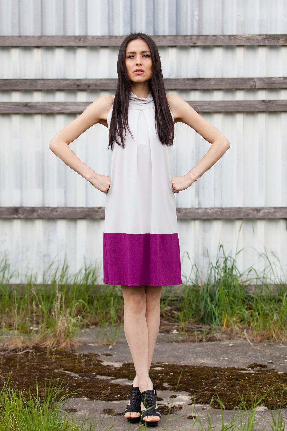 Jersey Kleid Colourblock-light | Viskose
