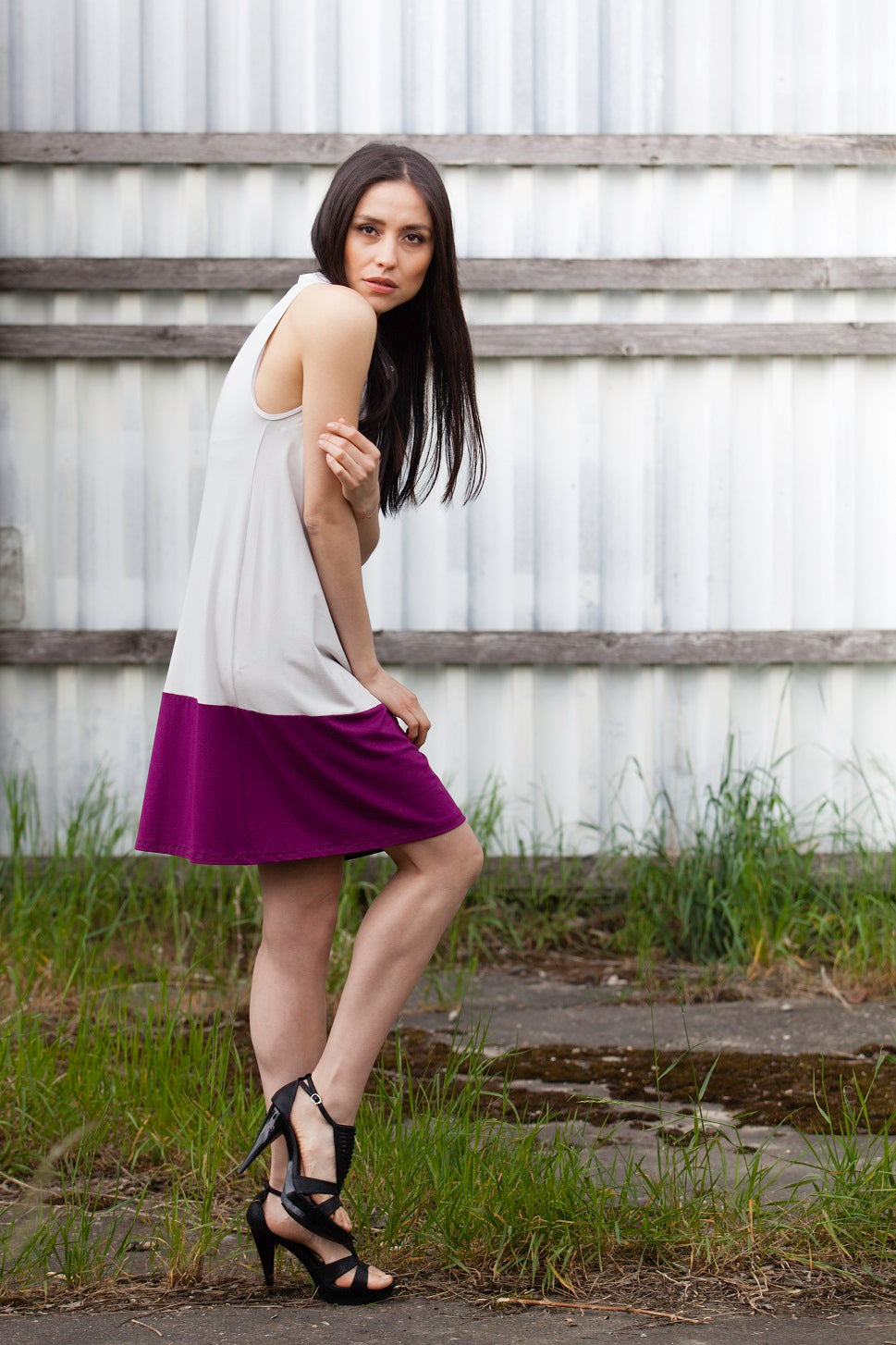 Jersey Kleid Colourblock-light | Viskose
