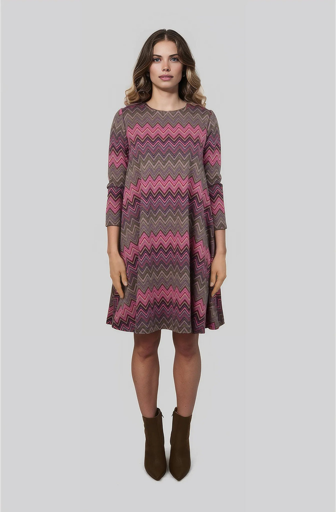 Feinstrick Kleid | Zickzackmuster