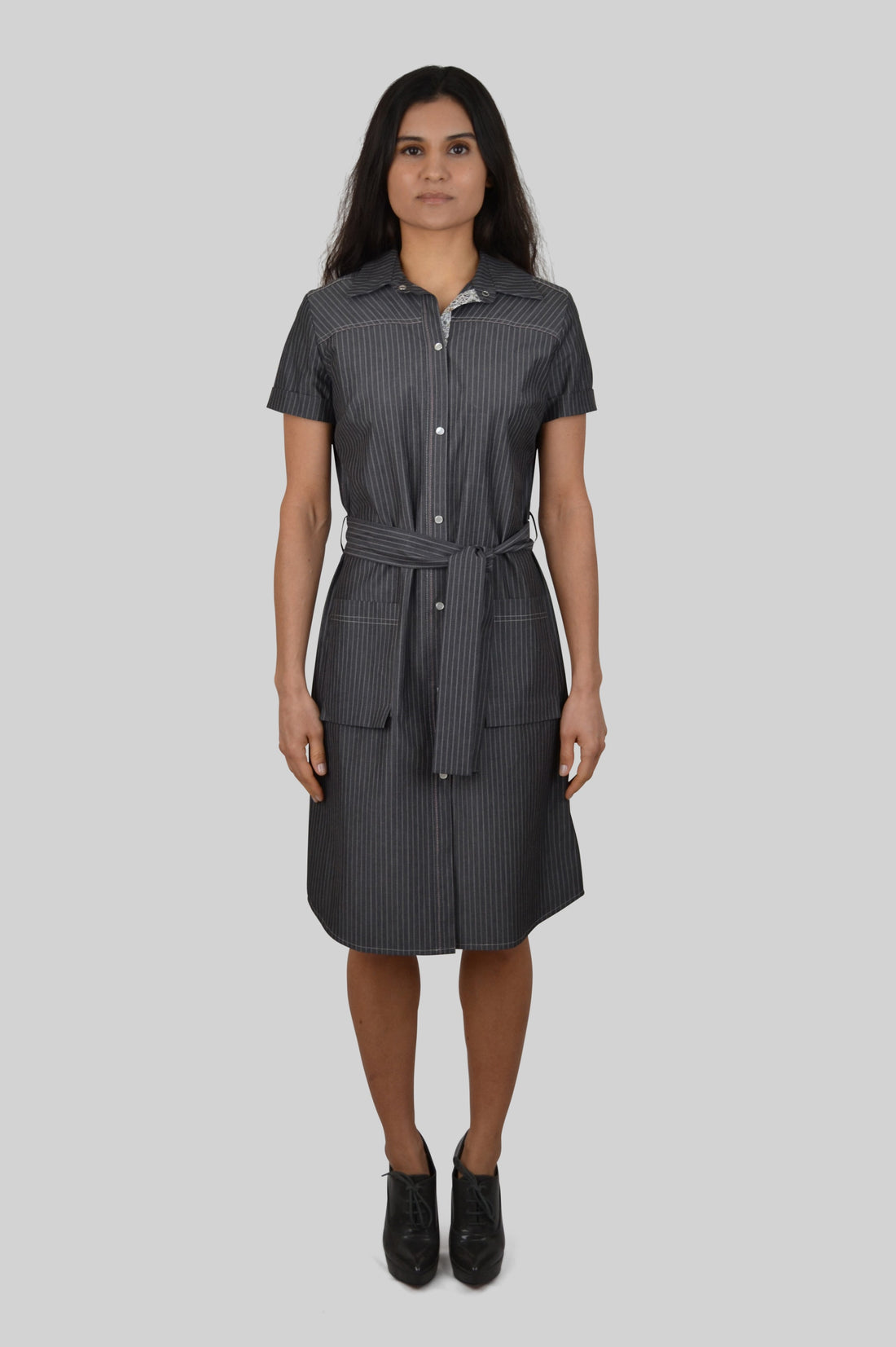 Hemdkleid mit Knopfleiste | Nadelstreif