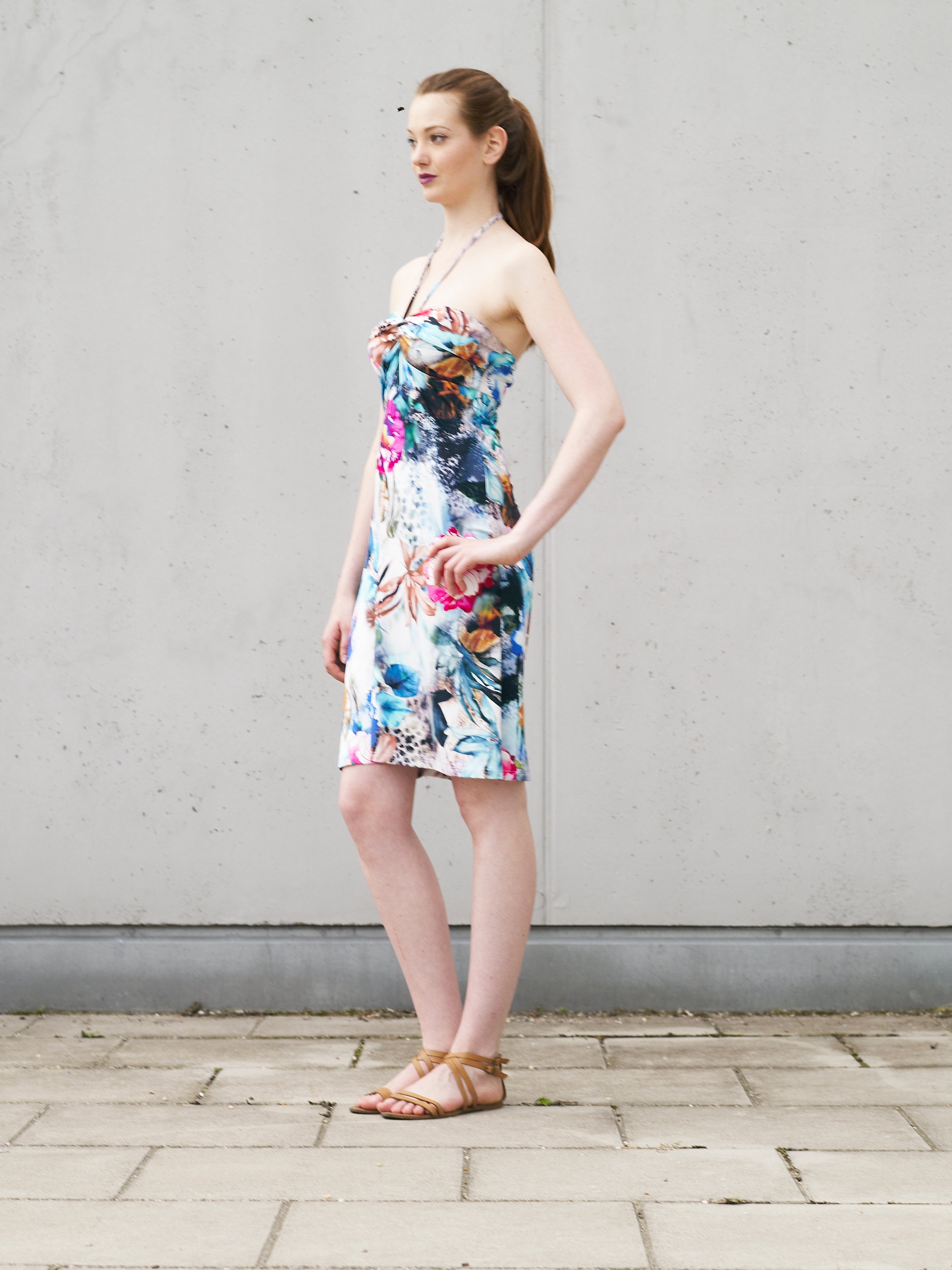Jersey Kleid Bandeau | XL Blumenmuster