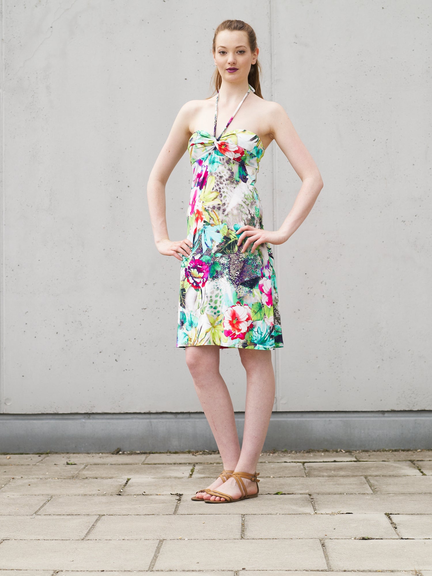 Jersey Kleid Bandeau | XL Blumenmuster