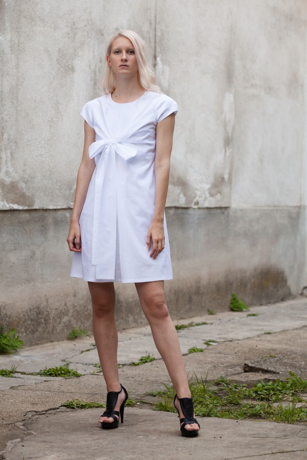 Kleid mit Maschendetail Baumwolle | Wunschfarbe