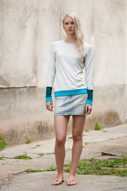 Shirt colour-block Langarm | Viskose